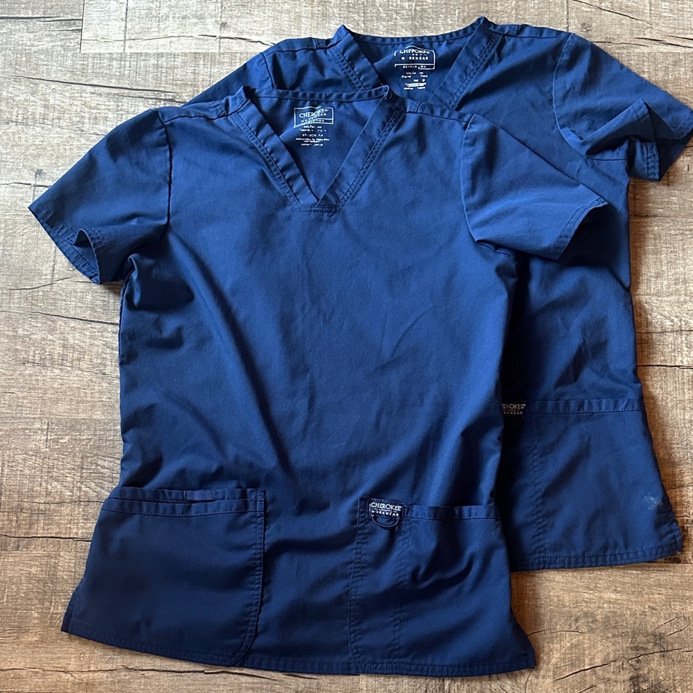 Cherokee Dark Blue Scrub Tops